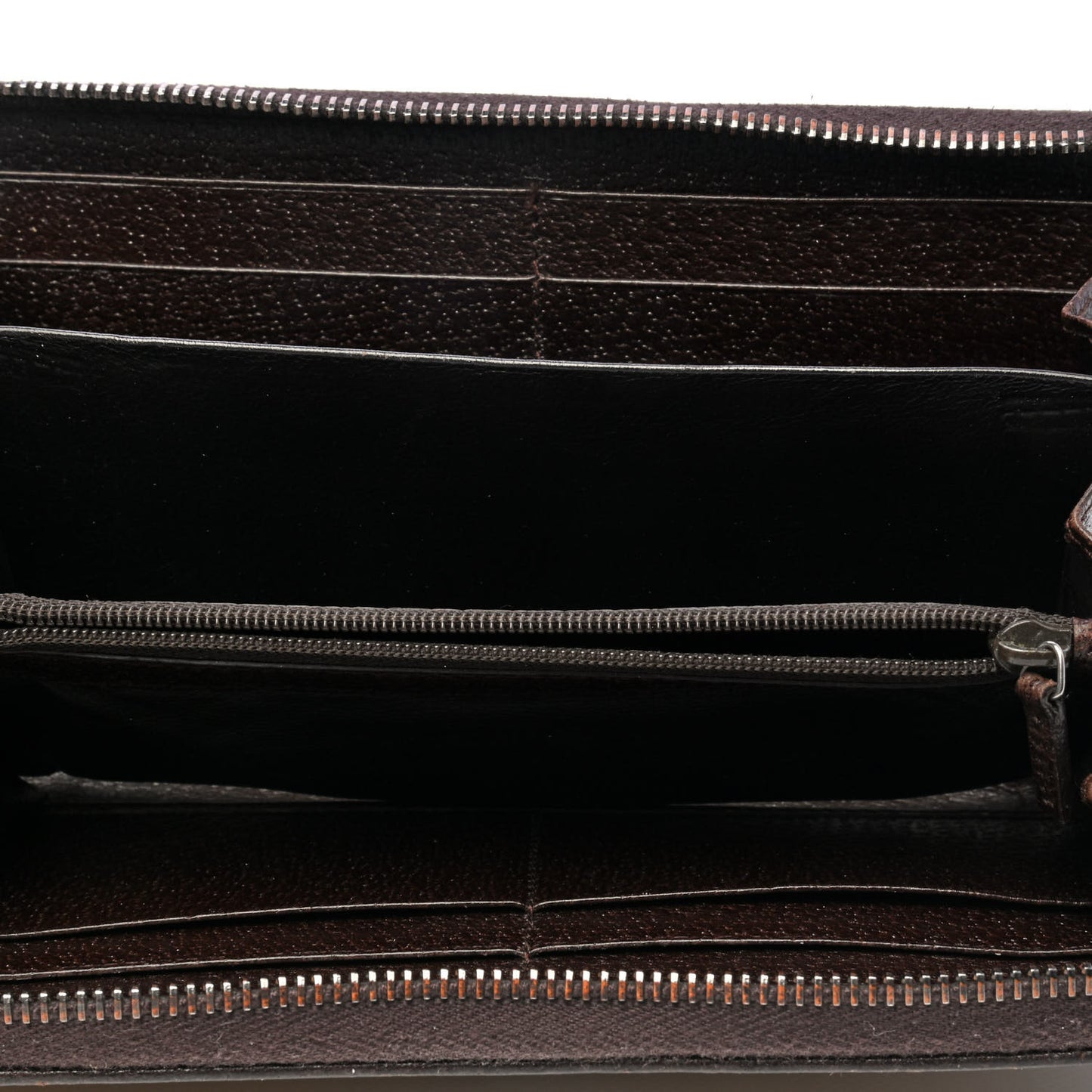 Monogram Metal Bar Zip Around Wallet Dark Brown