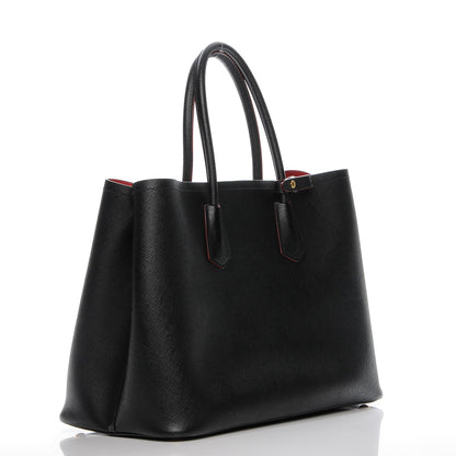 Prada Saffiano Cuir Large Double Bag Nero Black Ciliegia 3 of 6