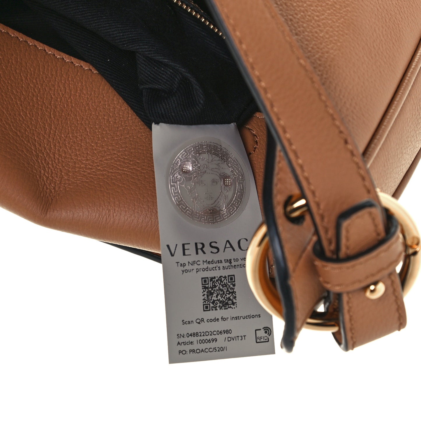 Calfskin La Medusa Medium Hobo Crossbody Brown