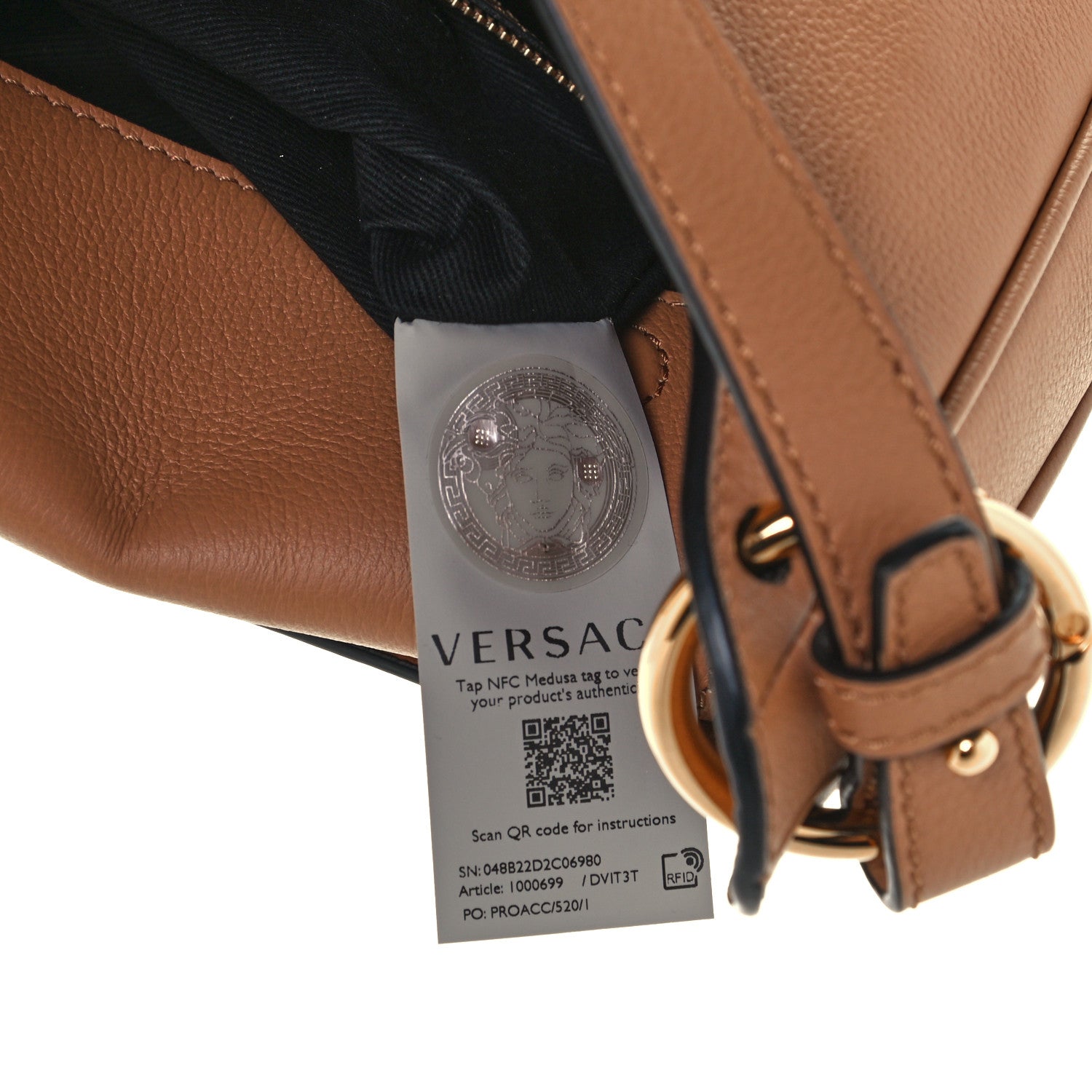 Versace Calfskin La Medusa Medium Hobo Crossbody Brown 6 of 13