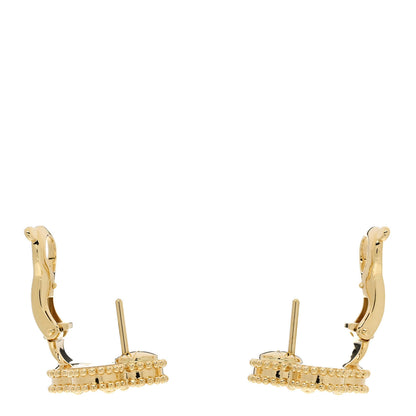 Van Cleef & Arpels 18K Yellow Gold Guilloche Vintage Alhambra Earrings 3 of 5
