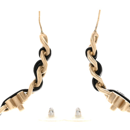 Chanel Lambskin CC Turnlock Chain Hoop Earrings Matte Gold Black 3 of 3