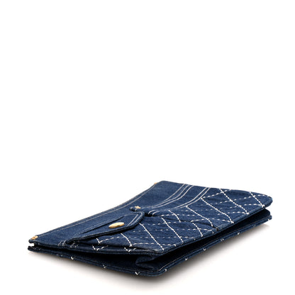 Chanel Denim Quilted Zipped Pouch Blue 5 of 10
