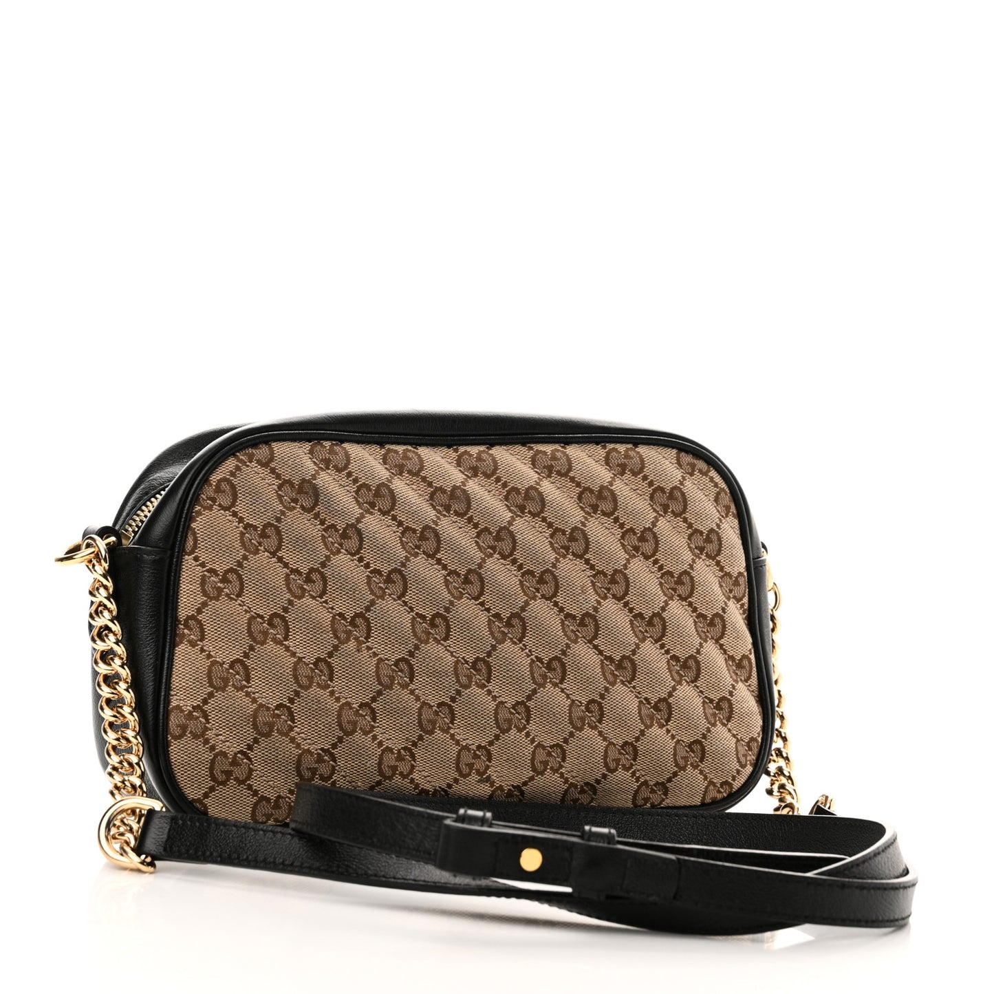 Monogram Matelasse Diagonal Small GG Marmont Chain Shoulder Bag Beige Black