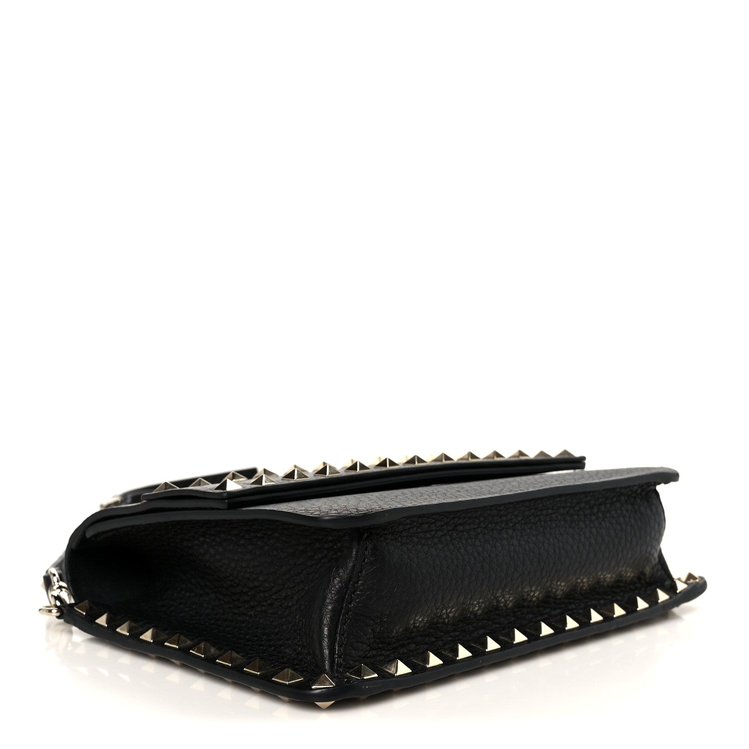 Valentino Garavani Grainy Calfskin Rockstud Flap Crossbody Bag Black 4 of 9