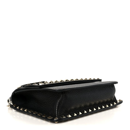 Valentino Garavani Grainy Calfskin Rockstud Flap Crossbody Bag Black 4 of 9
