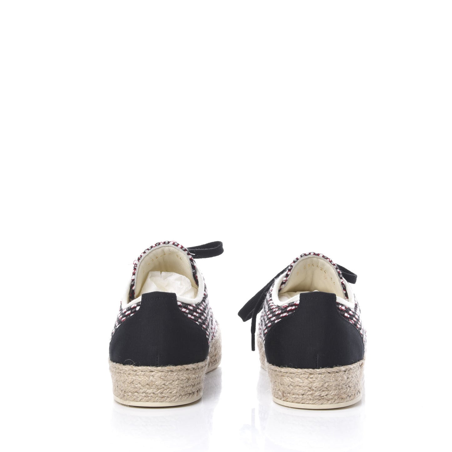 Tweed Grosgrain Lace Up Espadrilles 36 Red White Black