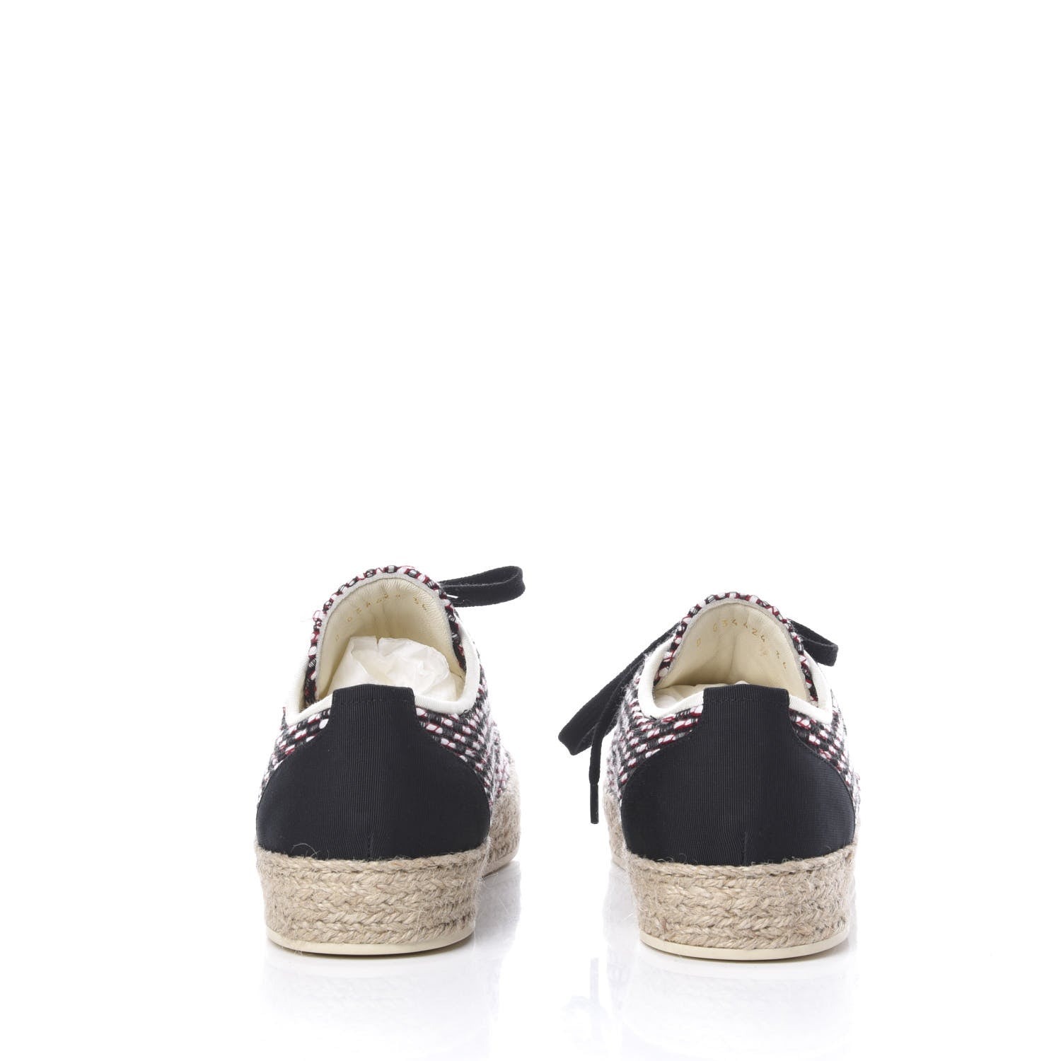 Chanel Tweed Grosgrain Lace Up Espadrilles 36 Red White Black 5 of 10