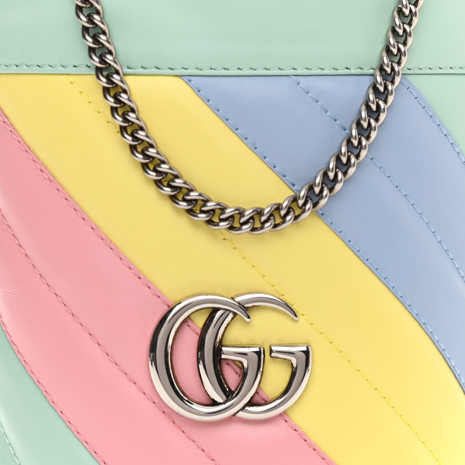 Gucci Calfskin Matelasse Diagonal Mini GG Marmont 2.0 Bucket Bag Pastel Multicolor 8 of 11