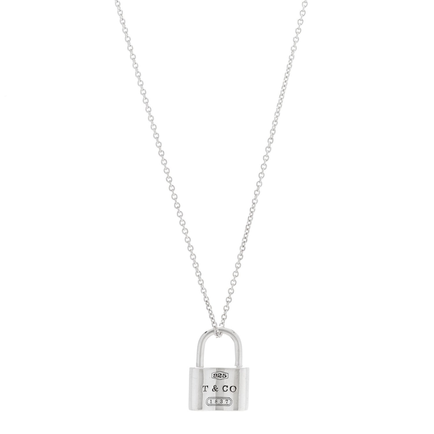 Tiffany Sterling Silver 1837 Lock Charm Pendant Necklace 1 of 6
