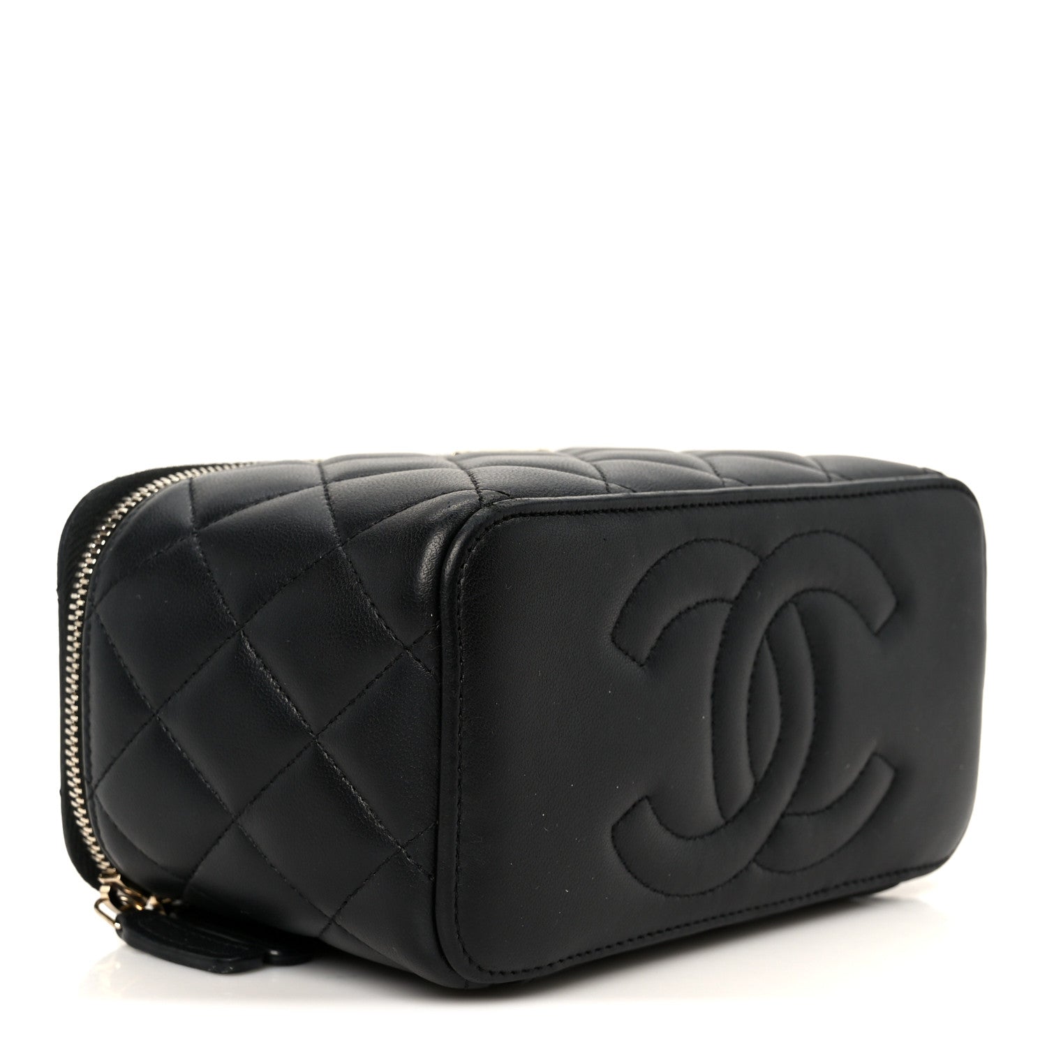Chanel Lambskin Quilted Small Top Handle Vanity Case With Chain Black 4 of 11