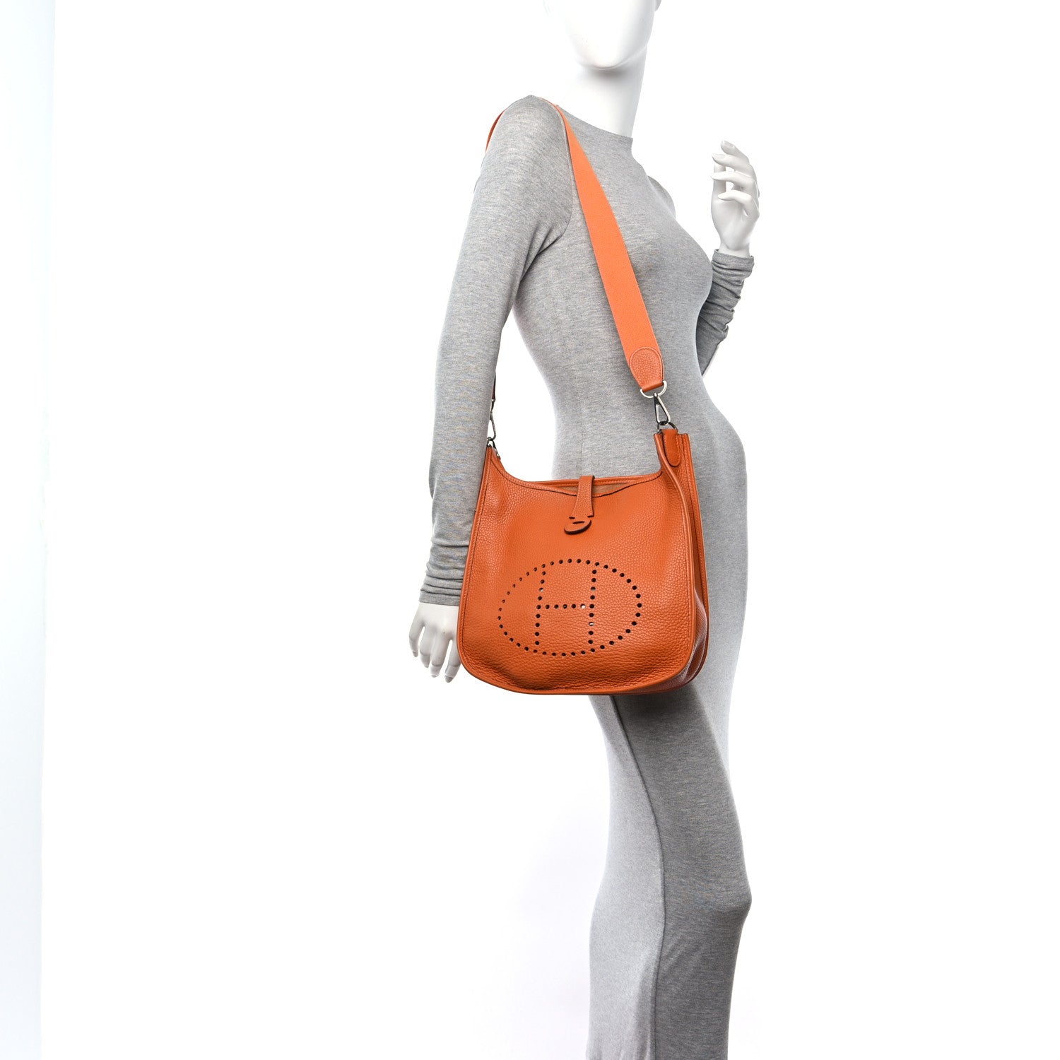 Hermes Taurillon Clemence Evelyne II PM Orange 2 of 13
