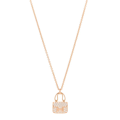 Hermes 18K Rose Gold Diamond Constance Amulettes Pendant Necklace 1 of 5