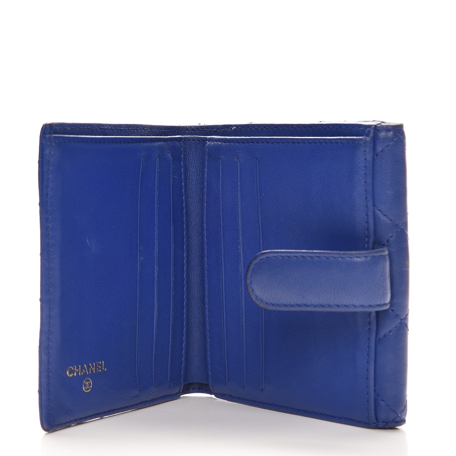 Chanel Lambskin Quilted Compact French Flap Wallet Blue 5 of 11