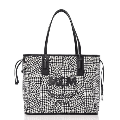 MCM Visetos Medium Liz Reversible Shopper Tote Black 8 of 12
