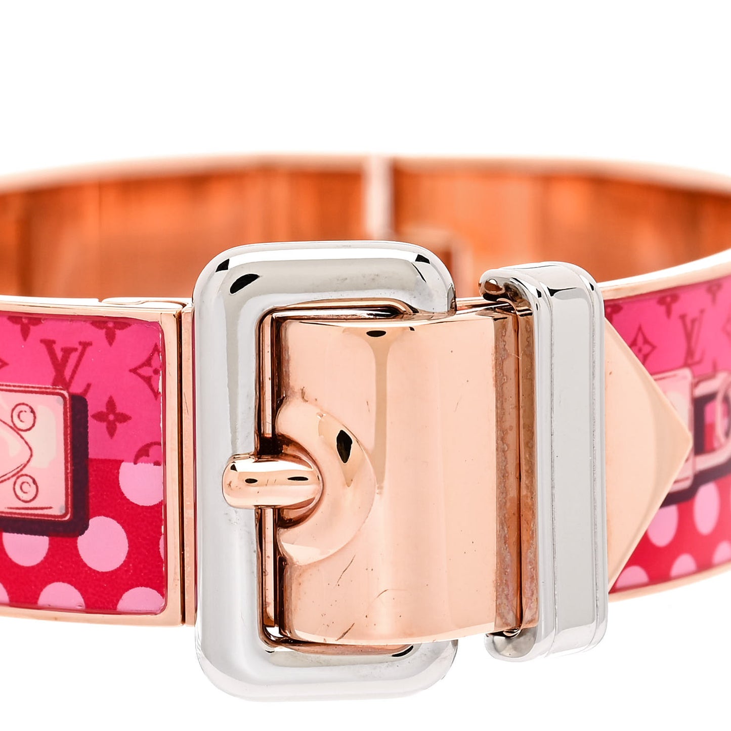 Metal Enamel Confidential Bangle Bracelet S Pink