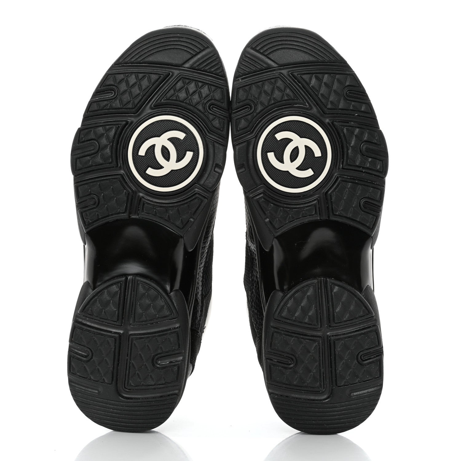 Chanel Mesh Suede Grained Calfskin Womens CC Sneakers 39.5 Black White 5 of 12