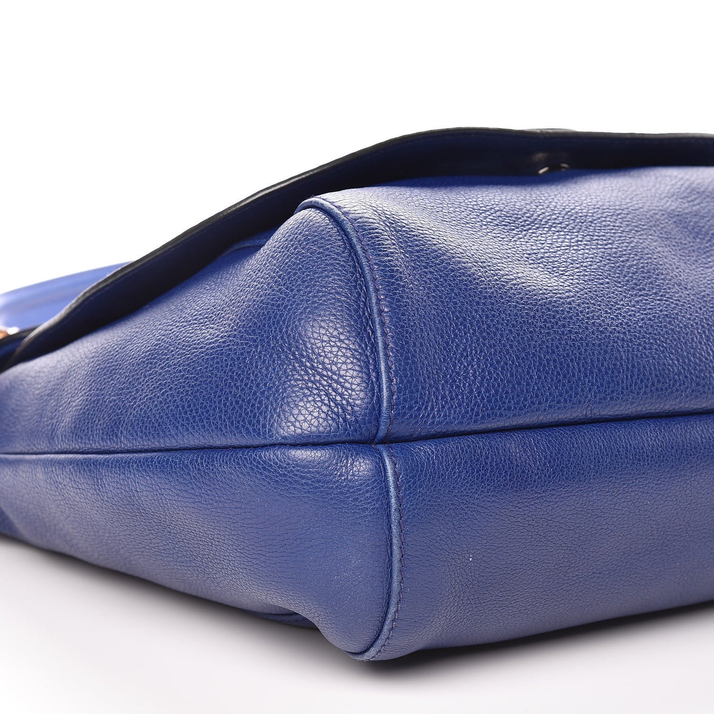 Calfskin Large Techno Horsebit Shoulder Flap Bag Blue