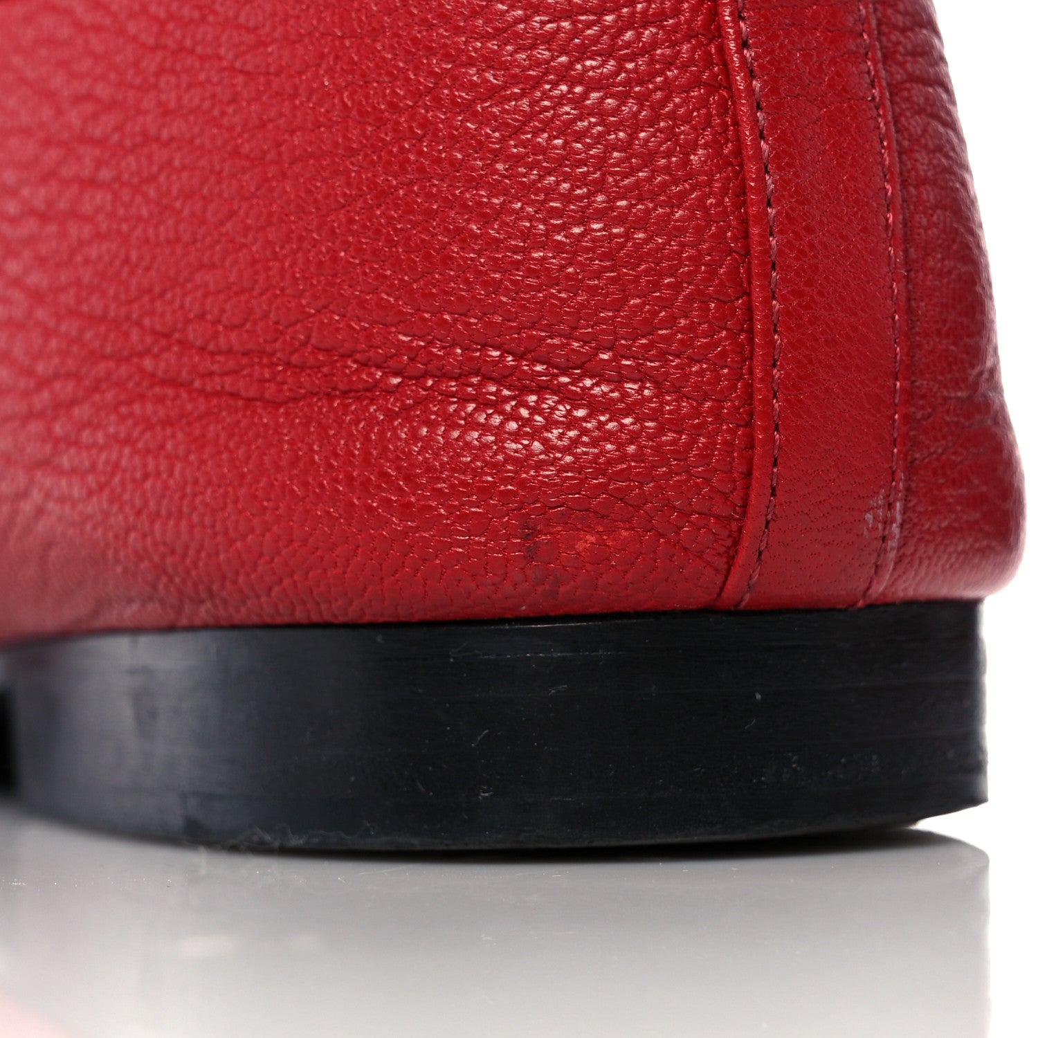 Chanel Goatskin Patent Cap Toe CC Ballerina Flats 37.5 Red 9 of 13