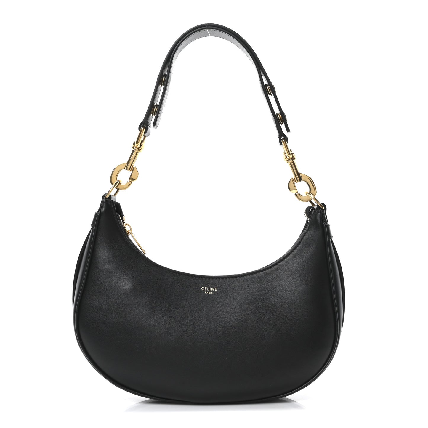 Smooth Calfskin Medium Strap Ava Shoulder Bag Black