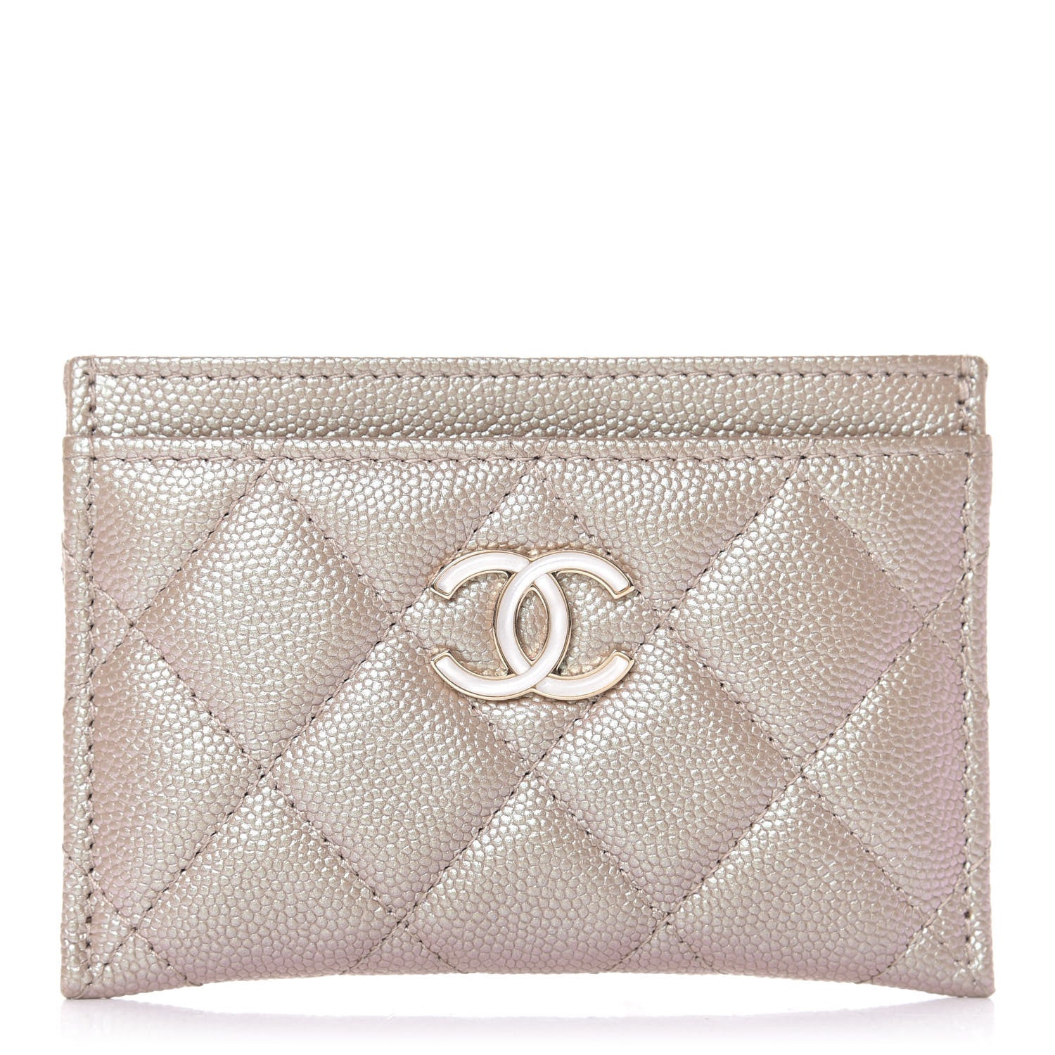 Chanel Iridescent Caviar Quilted Card Holder Beige 1 of 10