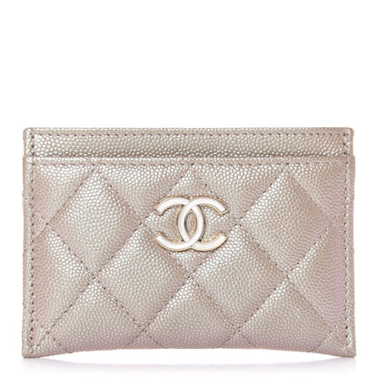 Chanel Iridescent Caviar Quilted Card Holder Beige 1 of 10