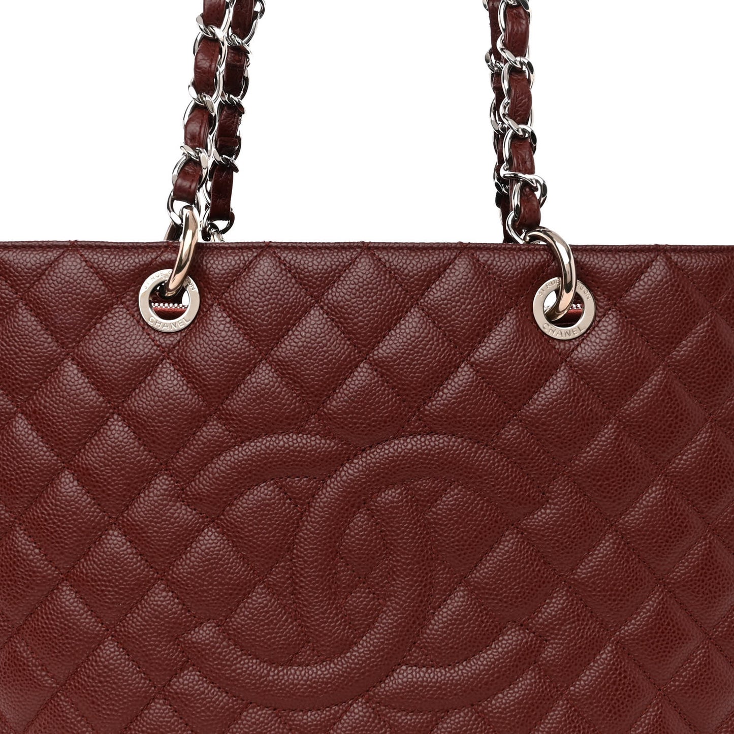 Caviar Quilted Grand Shopping Tote GST Dark Burgundy