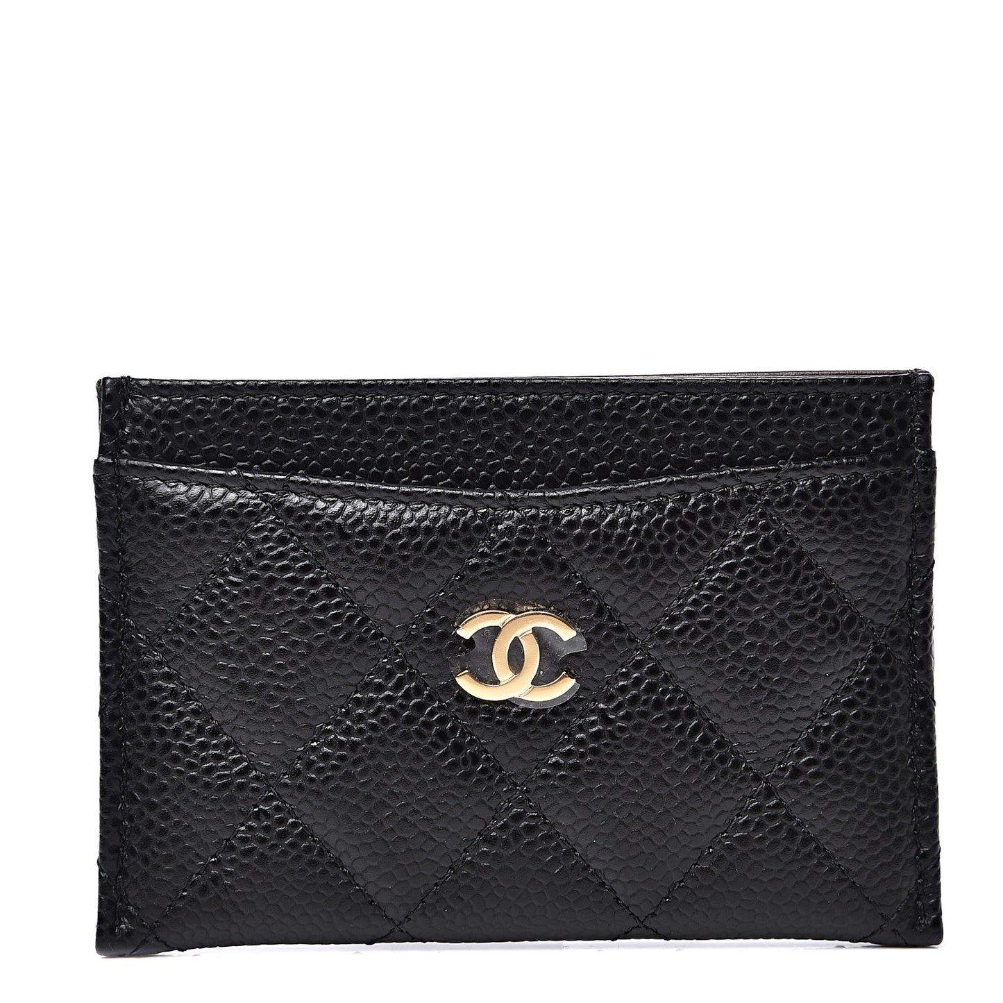 Caviar Quilted Card Holder Black
