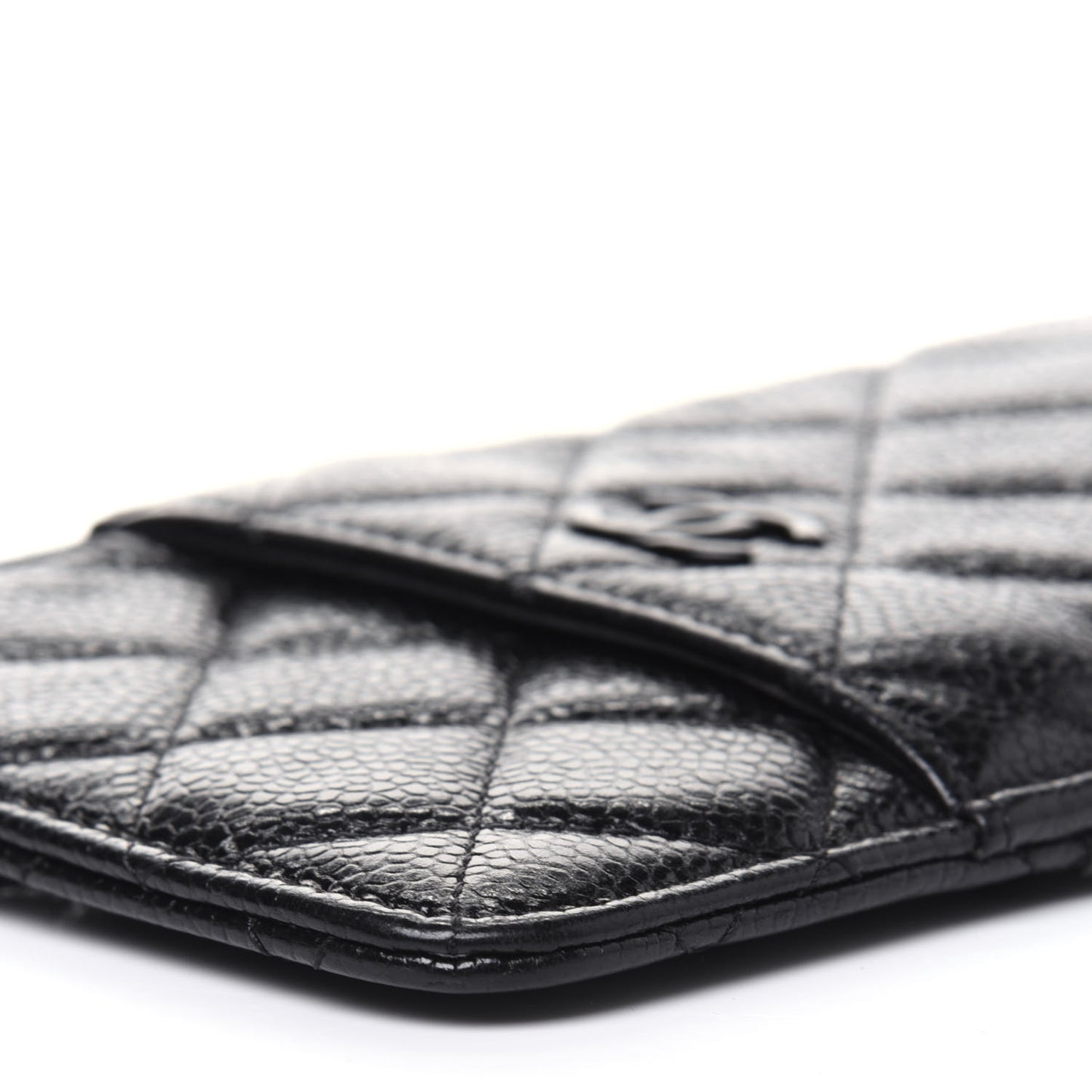Caviar Quilted Classic Flat Wallet Pouch So Black