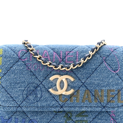 Chanel Denim Quilted Denim Mood Clutch With Chain Blue Multicolor 8 of 11