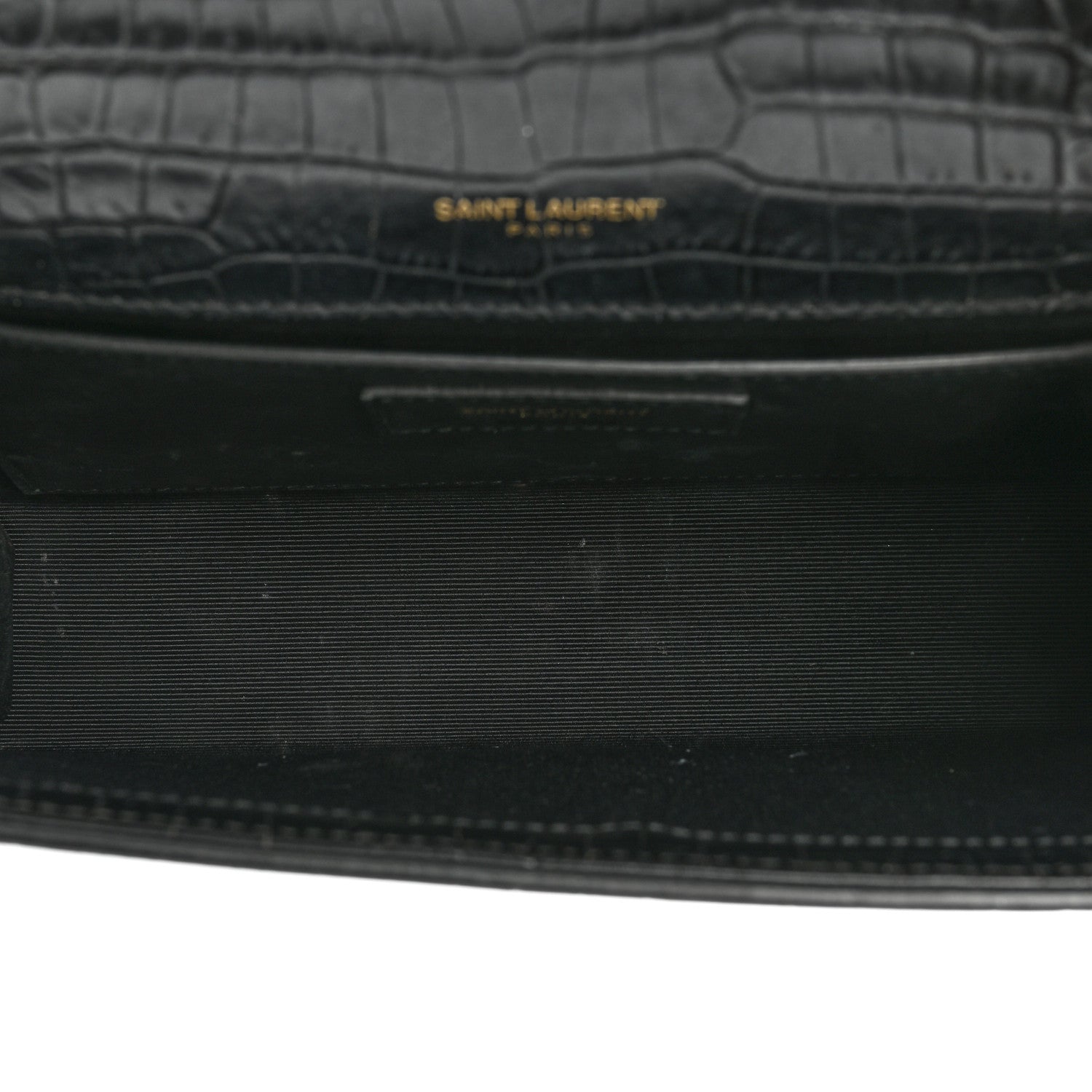 Saint Laurent Calfskin Crocodile Embossed Medium Classic Monogram Kate Tassel Satchel Black 5 of 19