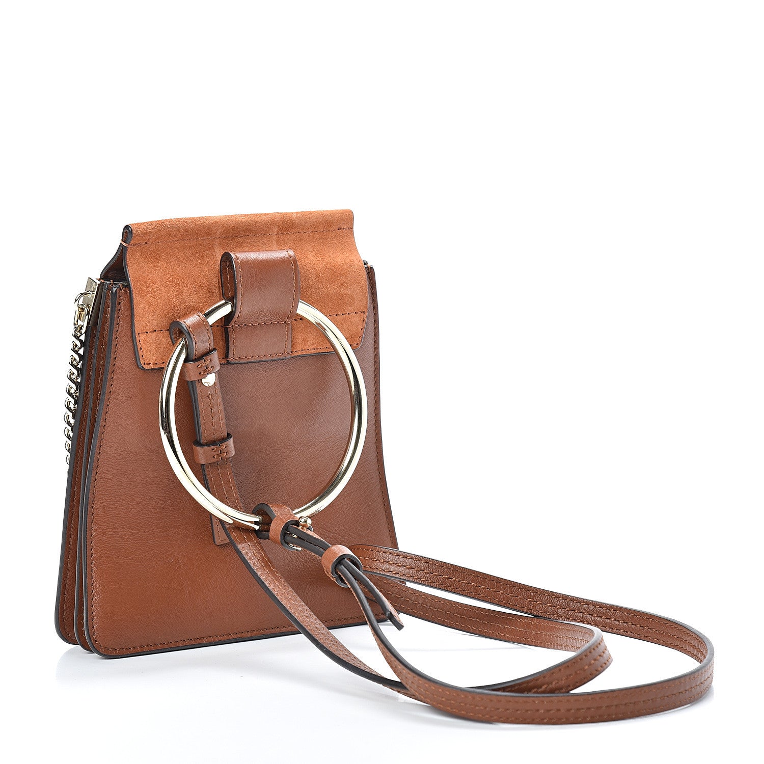 Chloe Suede Calfskin Mini Faye Bracelet Bag Tobacco 3 of 15