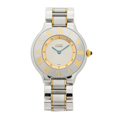 Cartier Stainless Steel 18K Yellow Gold 31mm Must De 21 Quartz Watch 1 of 3