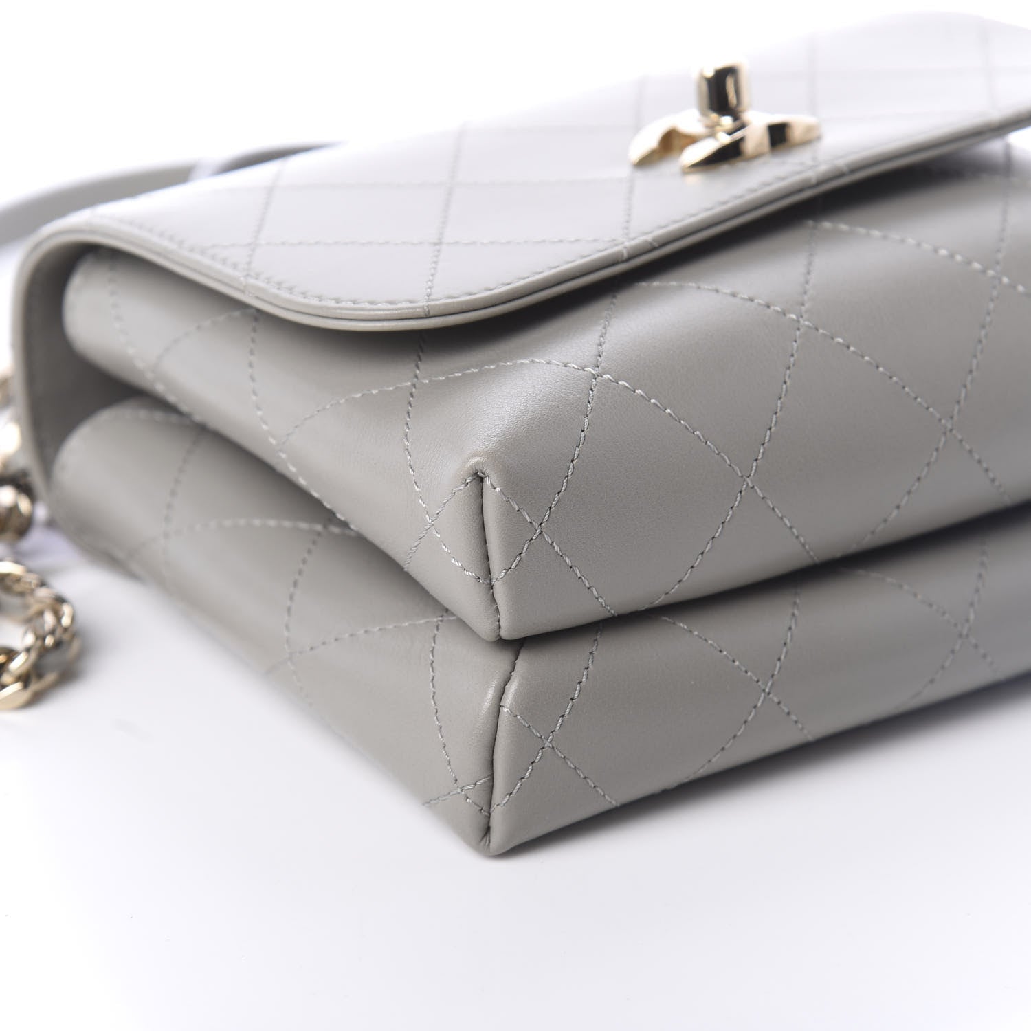 Chanel Calfskin Quilted Small Double Pocket Top Handle Flap Grey 9 of 10