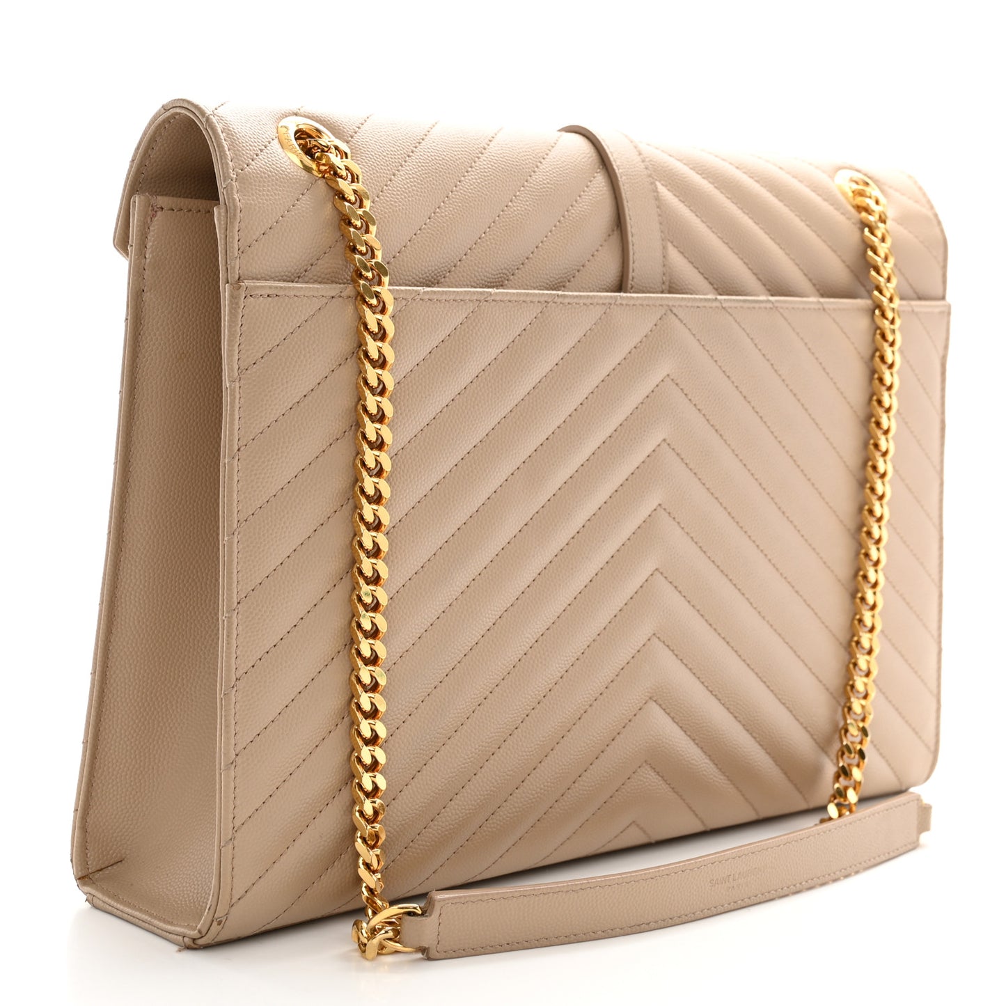 Grain De Poudre Matelasse Chevron Large Monogram Satchel Dark Beige