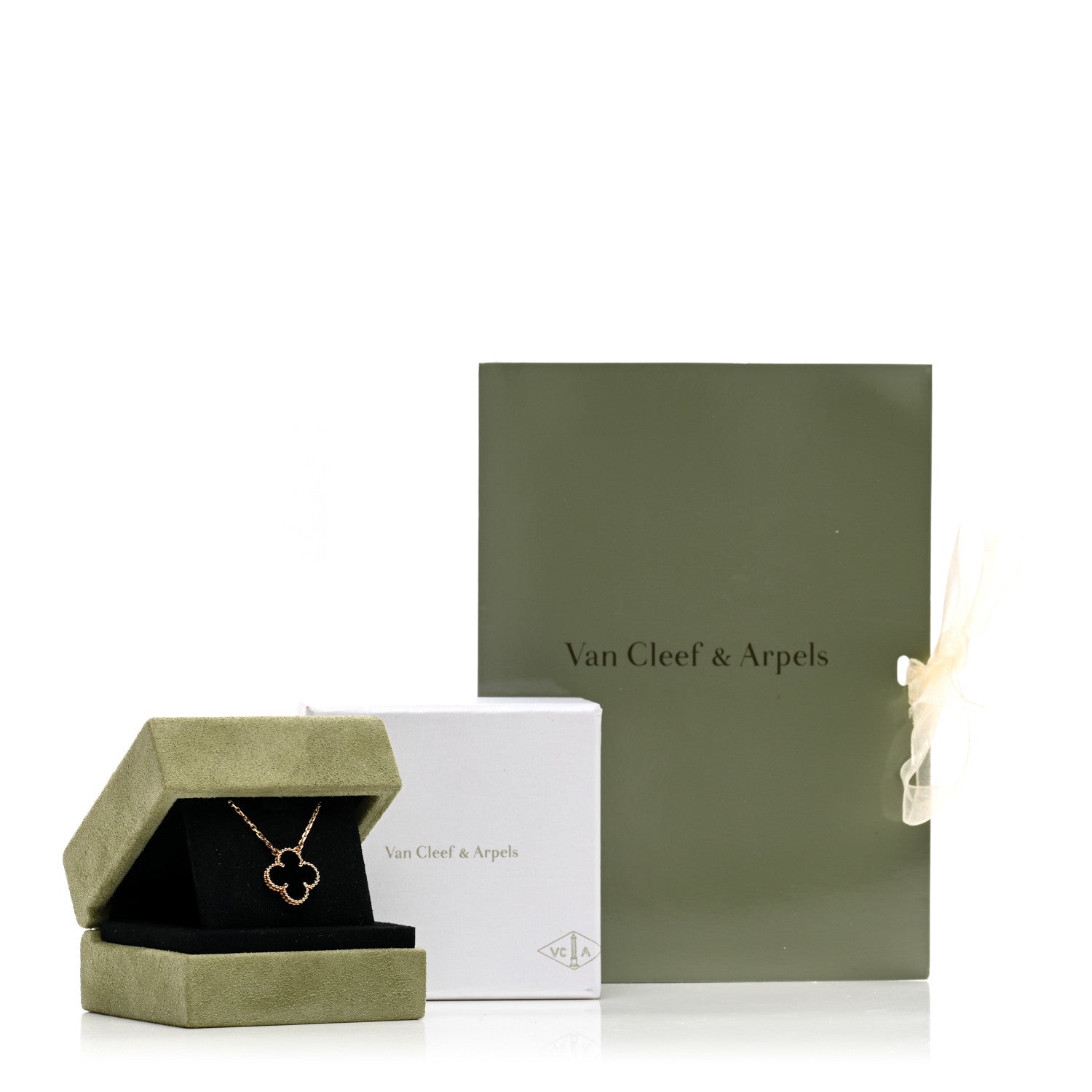 Van Cleef & Arpels 18K Yellow Gold Black Onyx Vintage Alhambra Pendant Necklace 6 of 6