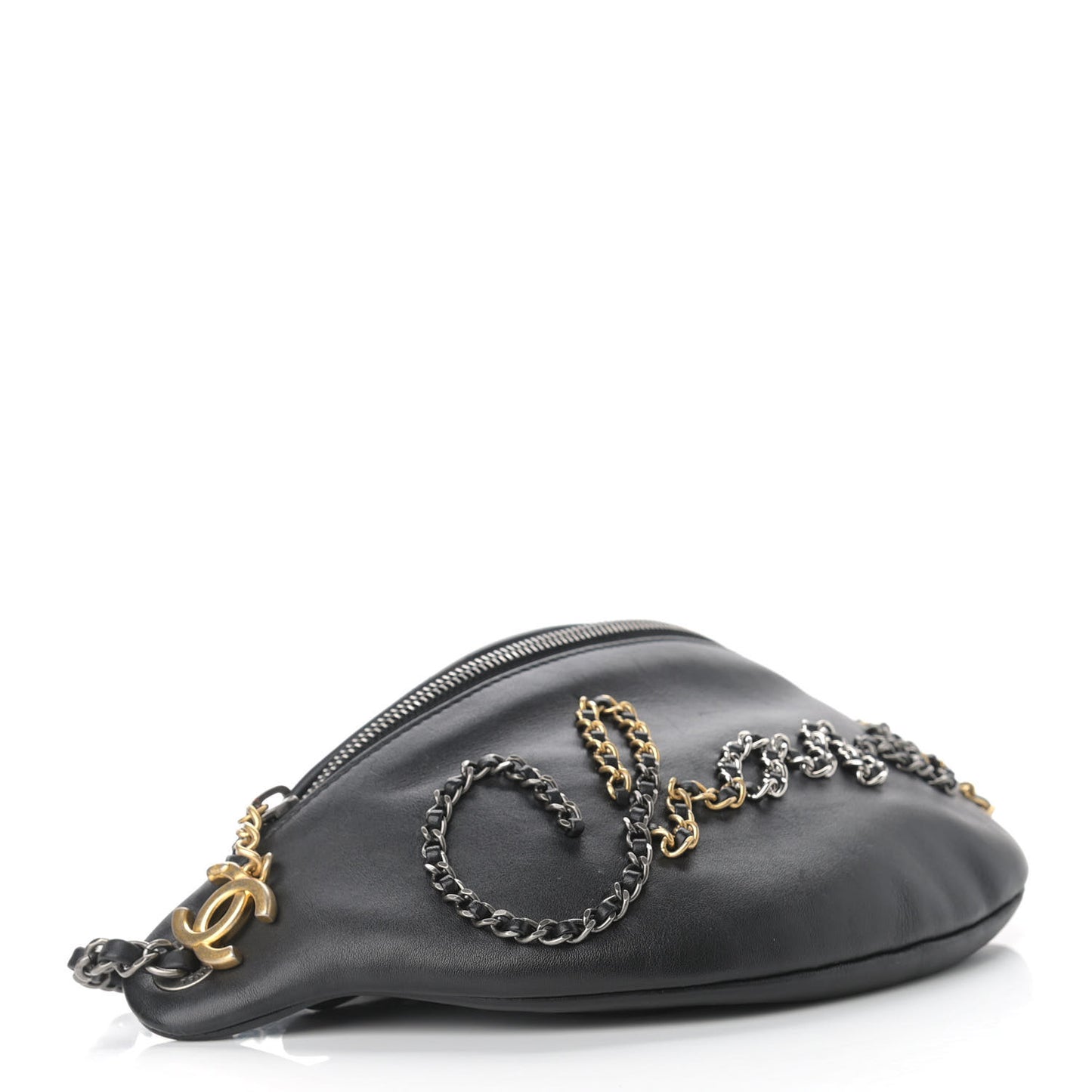 Calfskin Chain 20s Signe Waist Bag Black