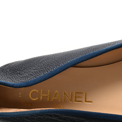 Chanel Caviar CC Cap Toe Ballerina Flats 38 Bleu Marine Fonce 8 of 10