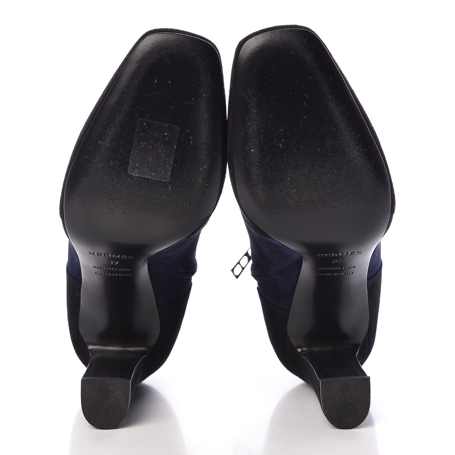 Hermes Suede Goatskin Neila Ankle Boots 37 Marine Black 7 of 13