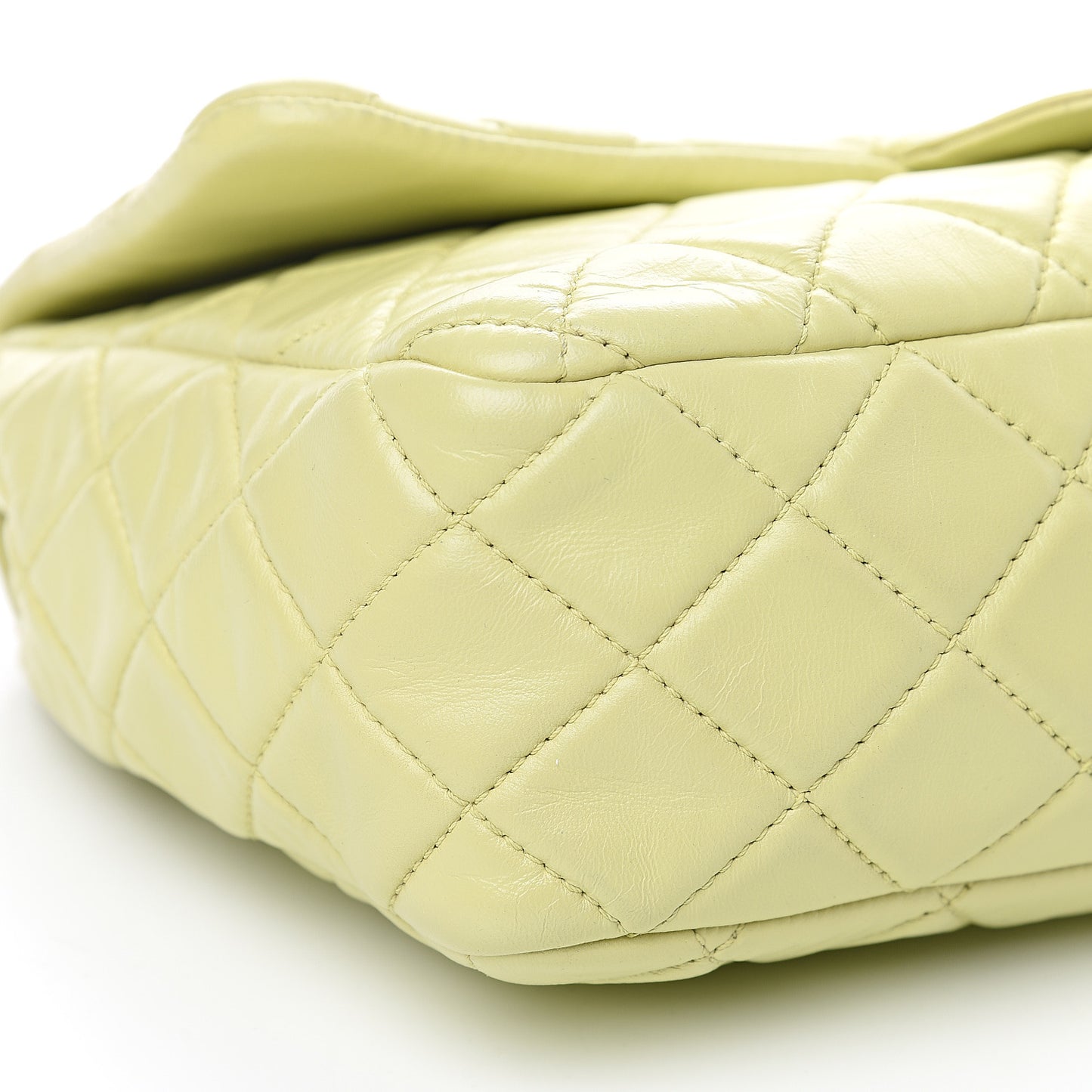 Lambskin Quilted Jumbo Single Flap Green
