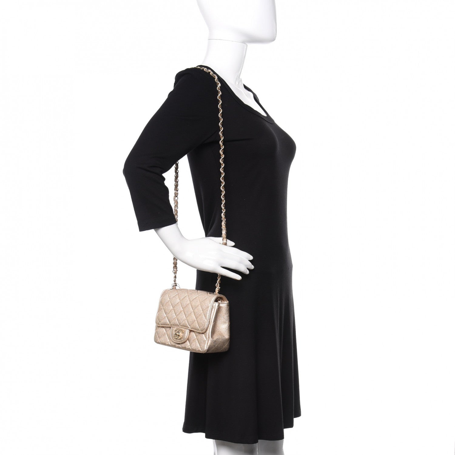 Chanel Metallic Lambskin Quilted Mini Square Flap Gold 2 of 9