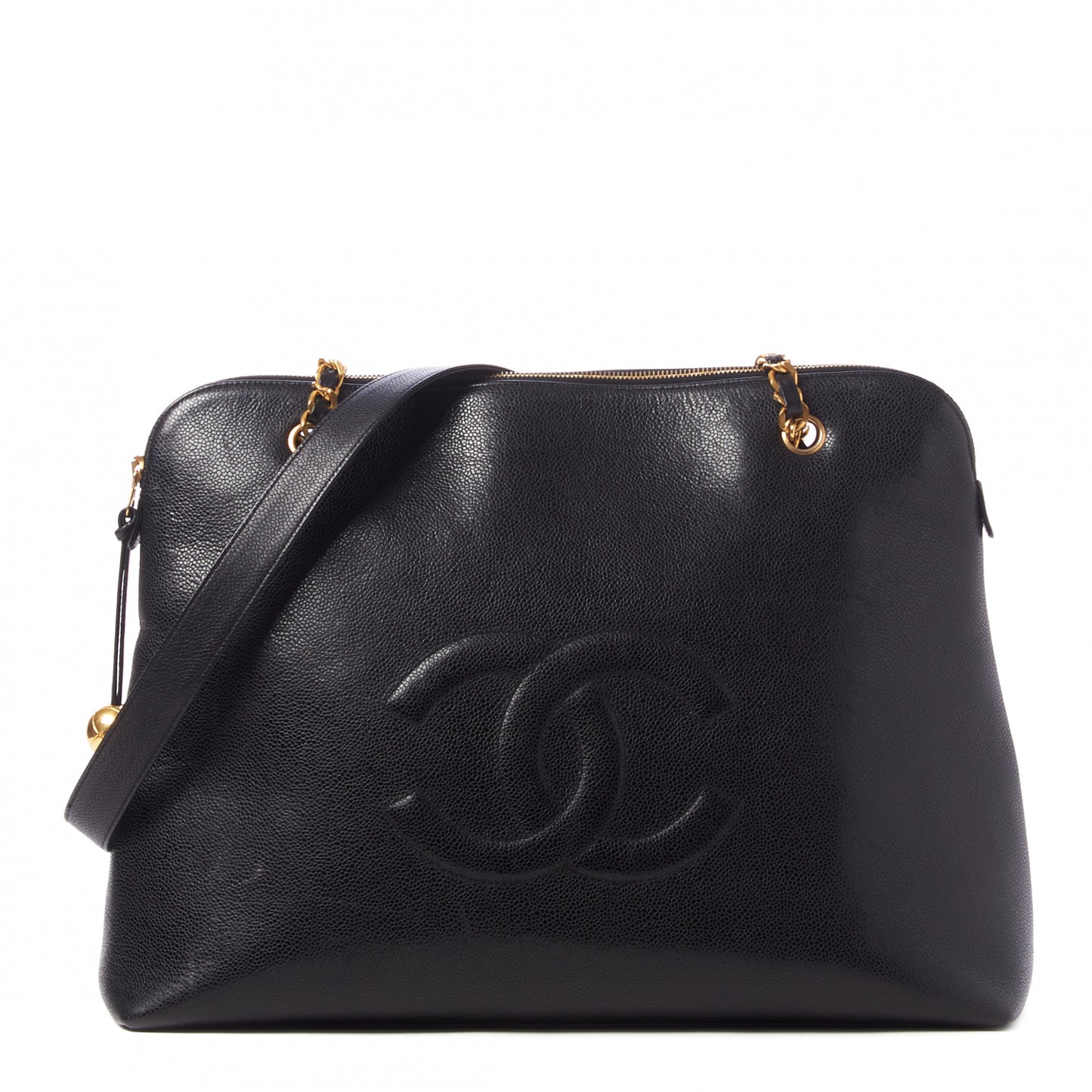 Caviar Large CC Shoulder Bag Black