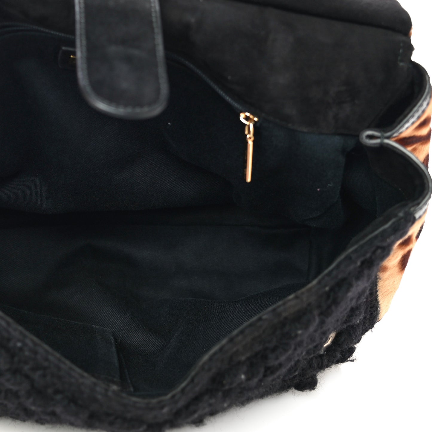 Calf Hair Leopard Print Knit Miss Sicily Satchel Black Naturale