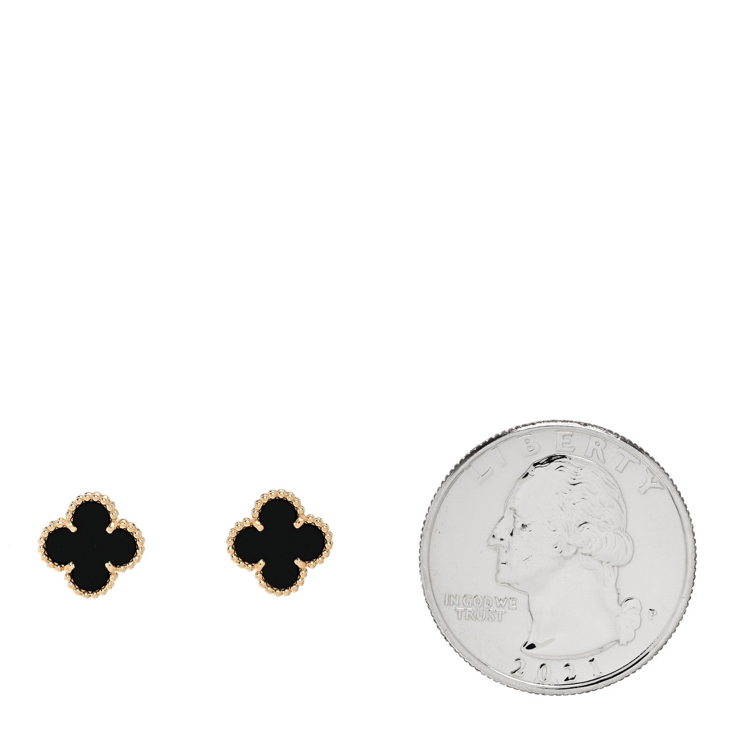 Van Cleef & Arpels 18K Yellow Gold Black Onyx Sweet Alhambra Earrings 2 of 5