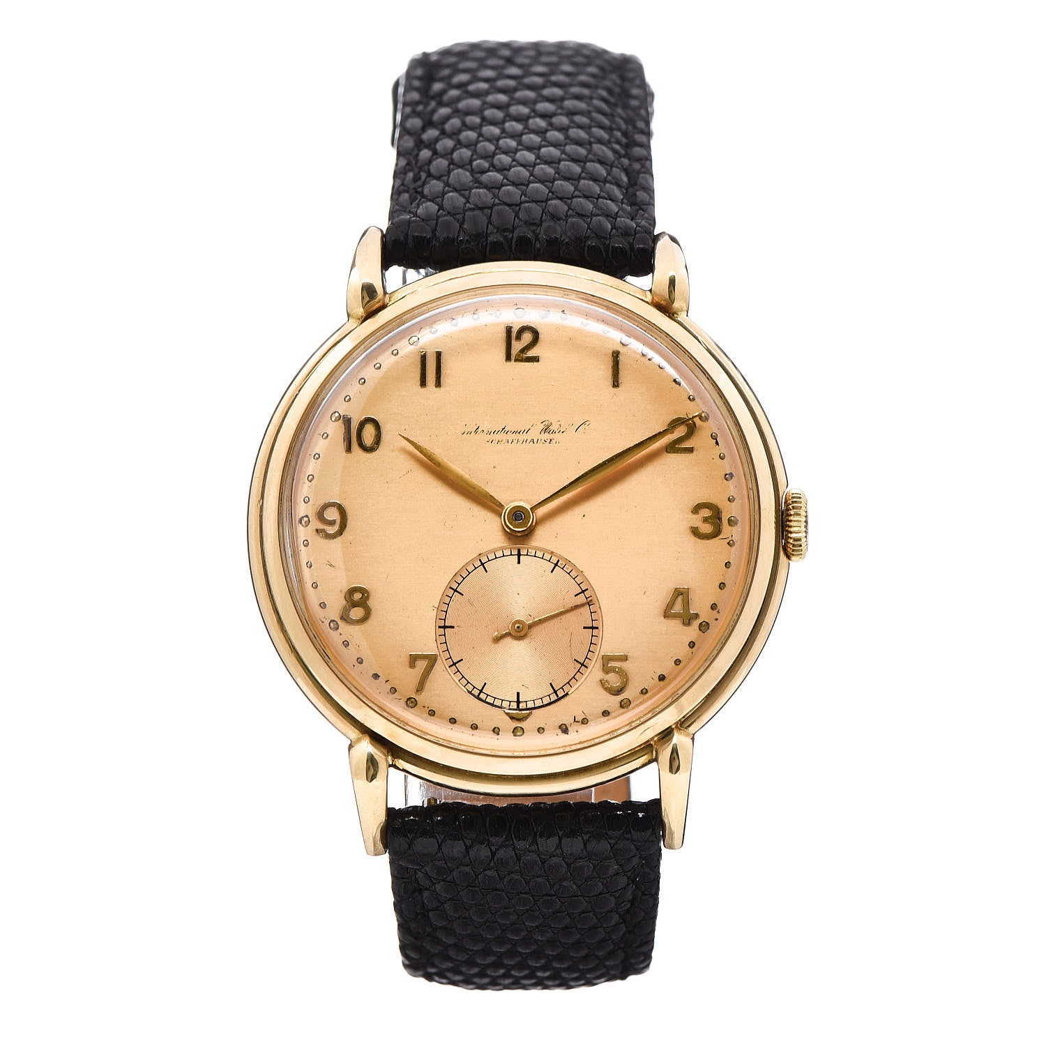 IWC 18K Yellow Gold Lizard 36mm Schaffhausen Manual Winding Watch Champagne 3531 1 of 6