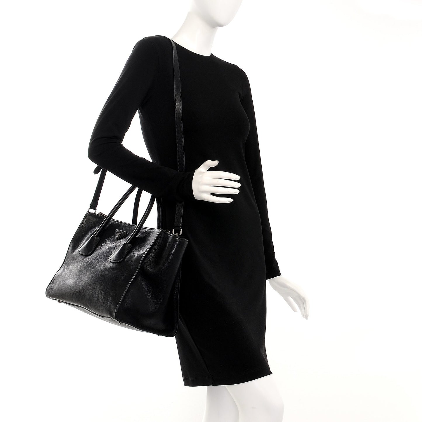 Glace Calf Twin Pocket Tote Nero Black