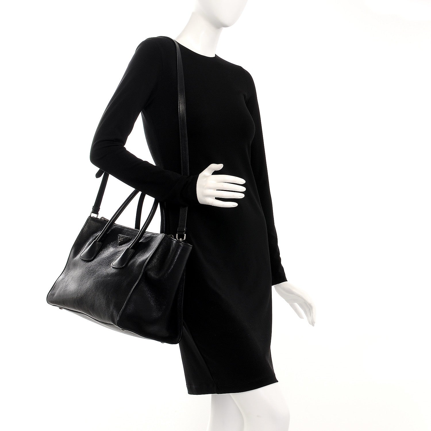 Prada Glace Calf Twin Pocket Tote Nero Black 2 of 8