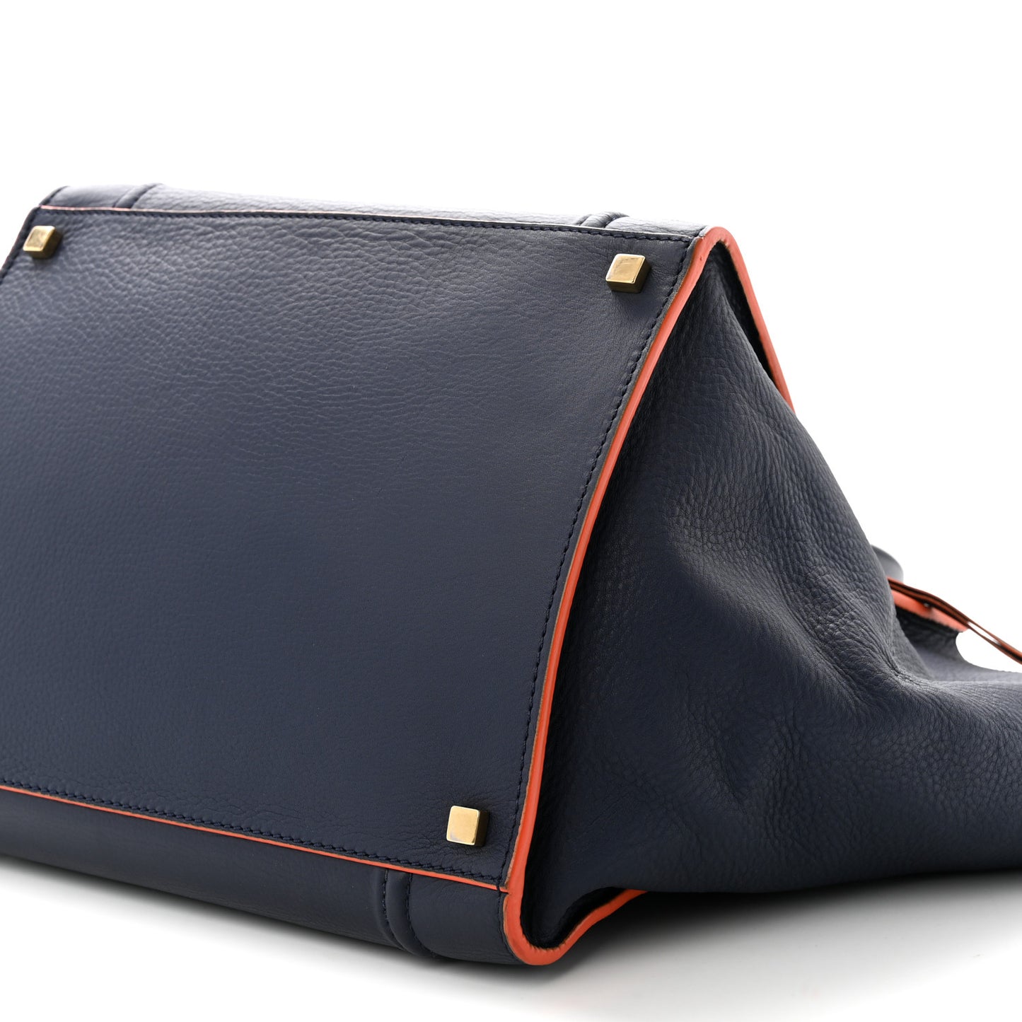 Supple Calfskin Large Phantom Luggage Navy Blue Orange