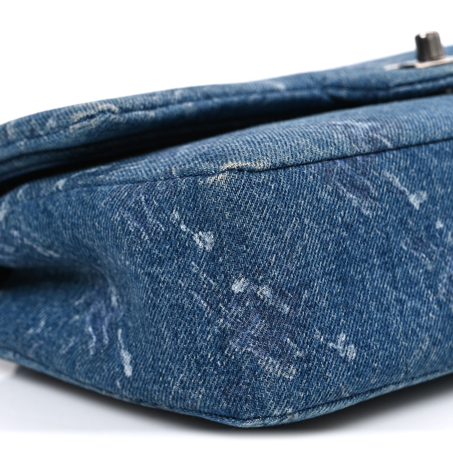 Chanel Denim Bleached Chain Medium Double Flap Blue 9 of 10