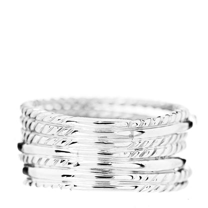 David Yurman Sterling Silver Diamond 11mm Wide Crossover Cable Ring 57 8 3 of 4